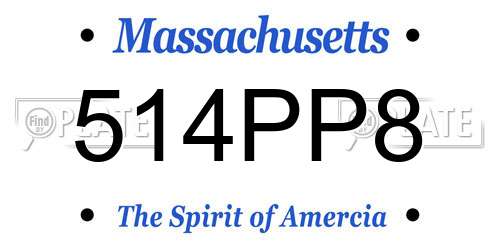 514PP8 Massachusetts License Plate