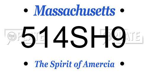 514SH9 Massachusetts License Plate