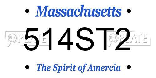 514ST2 Massachusetts License Plate