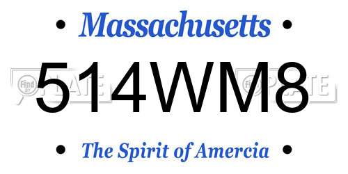514WM8 Massachusetts License Plate