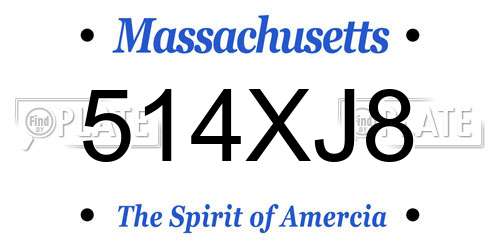 514XJ8 Massachusetts License Plate