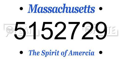 5152729 Massachusetts License Plate