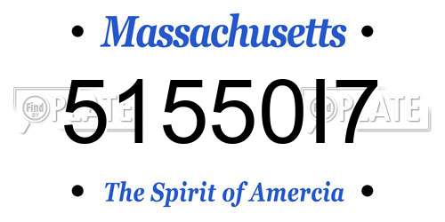 51550I7 Massachusetts License Plate