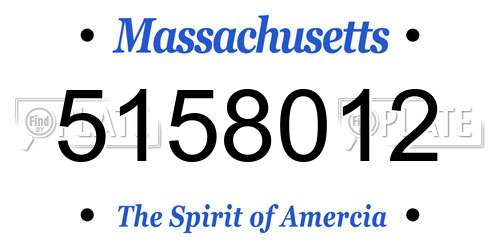 5158012 Massachusetts License Plate