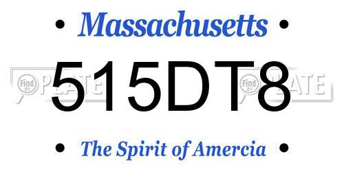 515DT8 Massachusetts License Plate