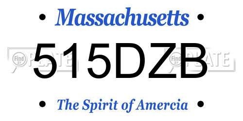 515DZB Massachusetts License Plate