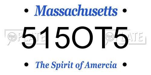 515OT5 Massachusetts License Plate