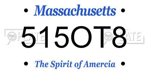 515OT8 Massachusetts License Plate