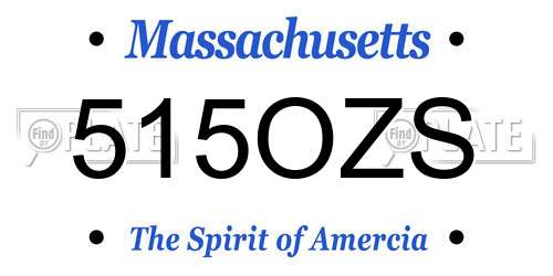 515OZS Massachusetts License Plate