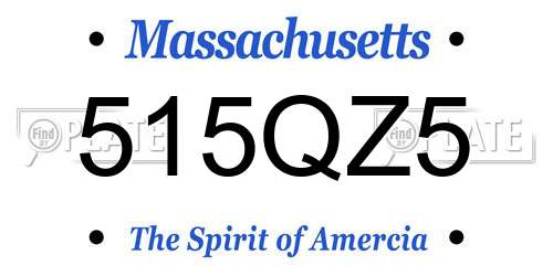 515QZ5 Massachusetts License Plate
