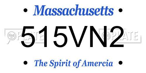 515VN2 Massachusetts License Plate