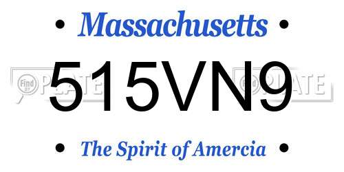 515VN9 Massachusetts License Plate