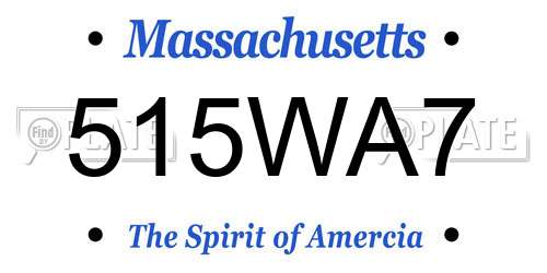 515WA7 Massachusetts License Plate