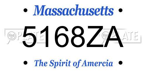 5168ZA Massachusetts License Plate