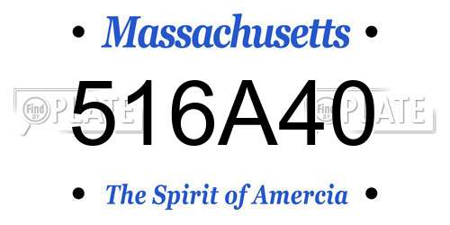 516A40 Massachusetts License Plate