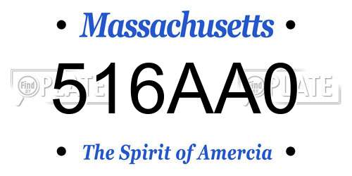 516AA0 Massachusetts License Plate