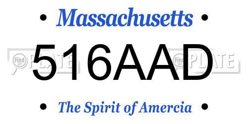 516AAD Massachusetts License Plate