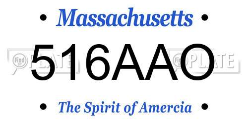 516AAO Massachusetts License Plate