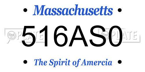 516AS0 Massachusetts License Plate