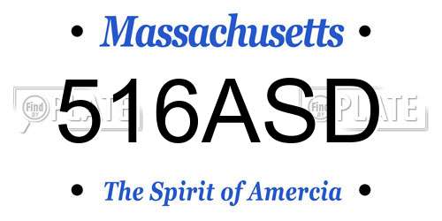 516ASD Massachusetts License Plate