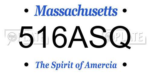 516ASQ Massachusetts License Plate
