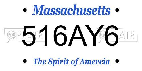 516AY6 Massachusetts License Plate