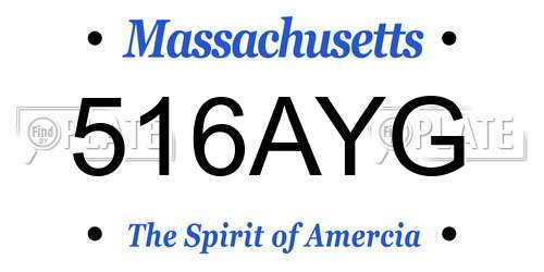 516AYG Massachusetts License Plate