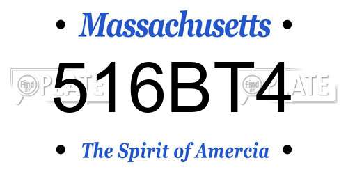 516BT4 Massachusetts License Plate