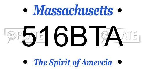 516BTA Massachusetts License Plate