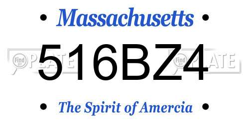 516BZ4 Massachusetts License Plate