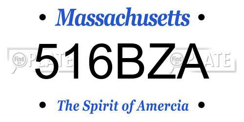 516BZA Massachusetts License Plate