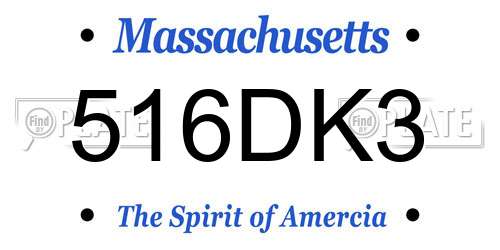 516DK3 Massachusetts License Plate