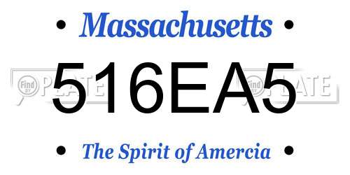 516EA5 Massachusetts License Plate