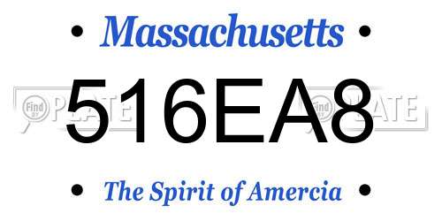 516EA8 Massachusetts License Plate