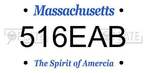 516EAB Massachusetts License Plate