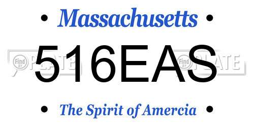 516EAS Massachusetts License Plate