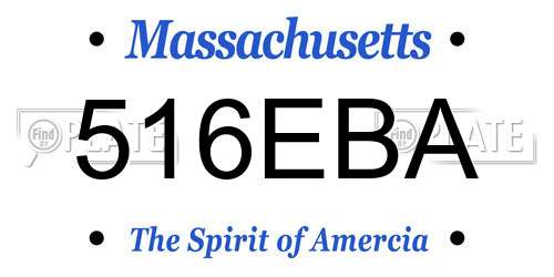 516EBA Massachusetts License Plate