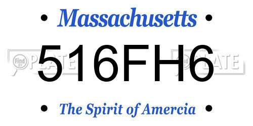 516FH6 Massachusetts License Plate