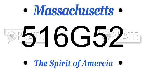 516G52 Massachusetts License Plate