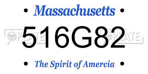 516G82 Massachusetts License Plate