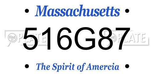 516G87 Massachusetts License Plate