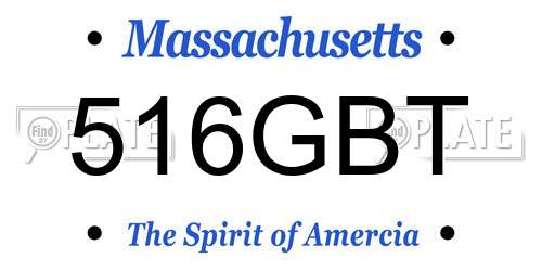 516GBT Massachusetts License Plate