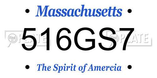 516GS7 Massachusetts License Plate
