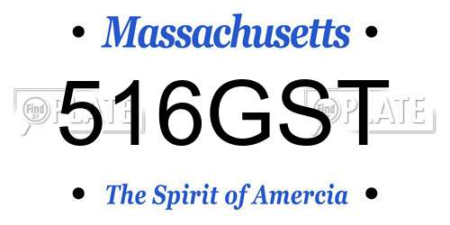 516GST Massachusetts License Plate