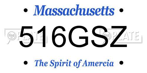 516GSZ Massachusetts License Plate