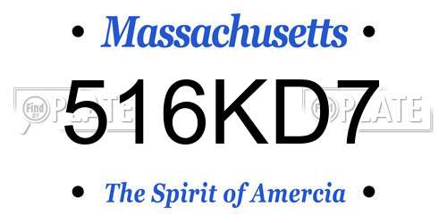 516KD7 Massachusetts License Plate