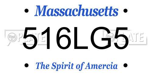 516LG5 Massachusetts License Plate