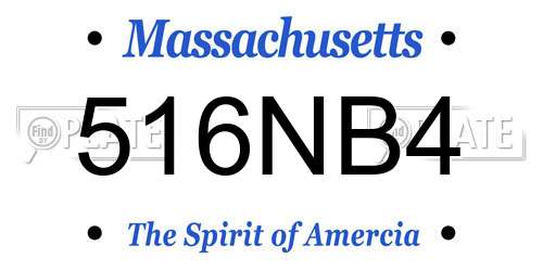 516NB4 Massachusetts License Plate