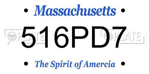516PD7 Massachusetts License Plate