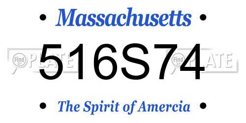 516S74 Massachusetts License Plate
